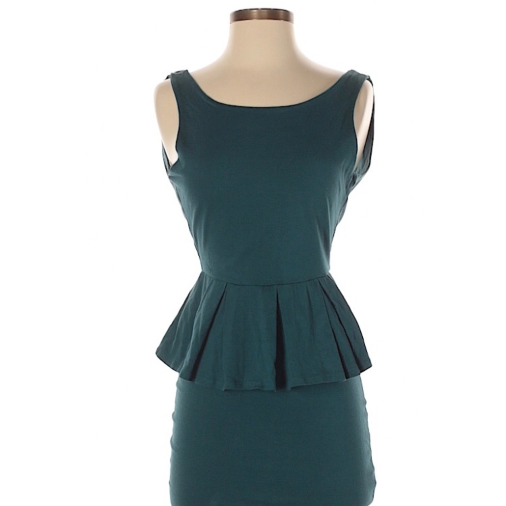 Pins and Needles Hunter Green Peplum Mini Dress
